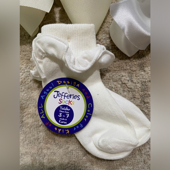 David’s Bridal Flower Girl Dress, 2 bows, and ruffle socks - Picture 11 of 13